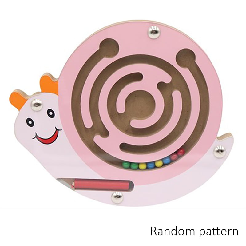 Snail Gcroet 1PC Magnetic Wand Number Maze Wooden Board Maze Toy with Magnetic Beads and Guiding Pen Labyrinth Puzzle Toy for Kids Children