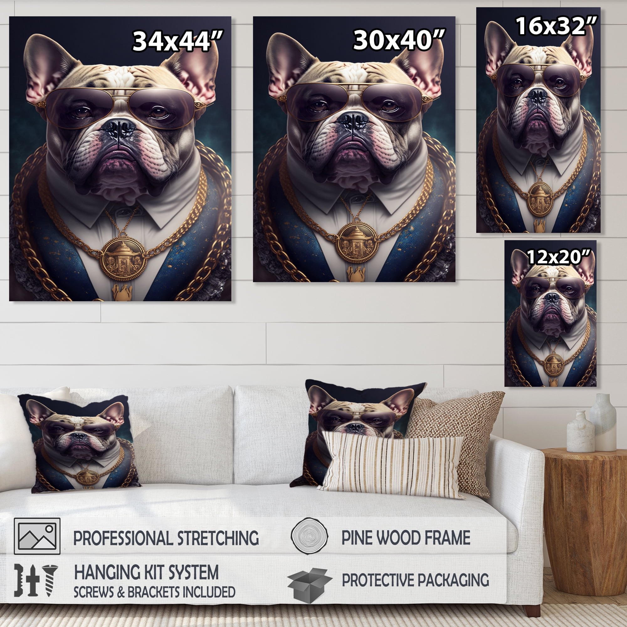 Designart Mafia Frenchie I Canvas Wall Art