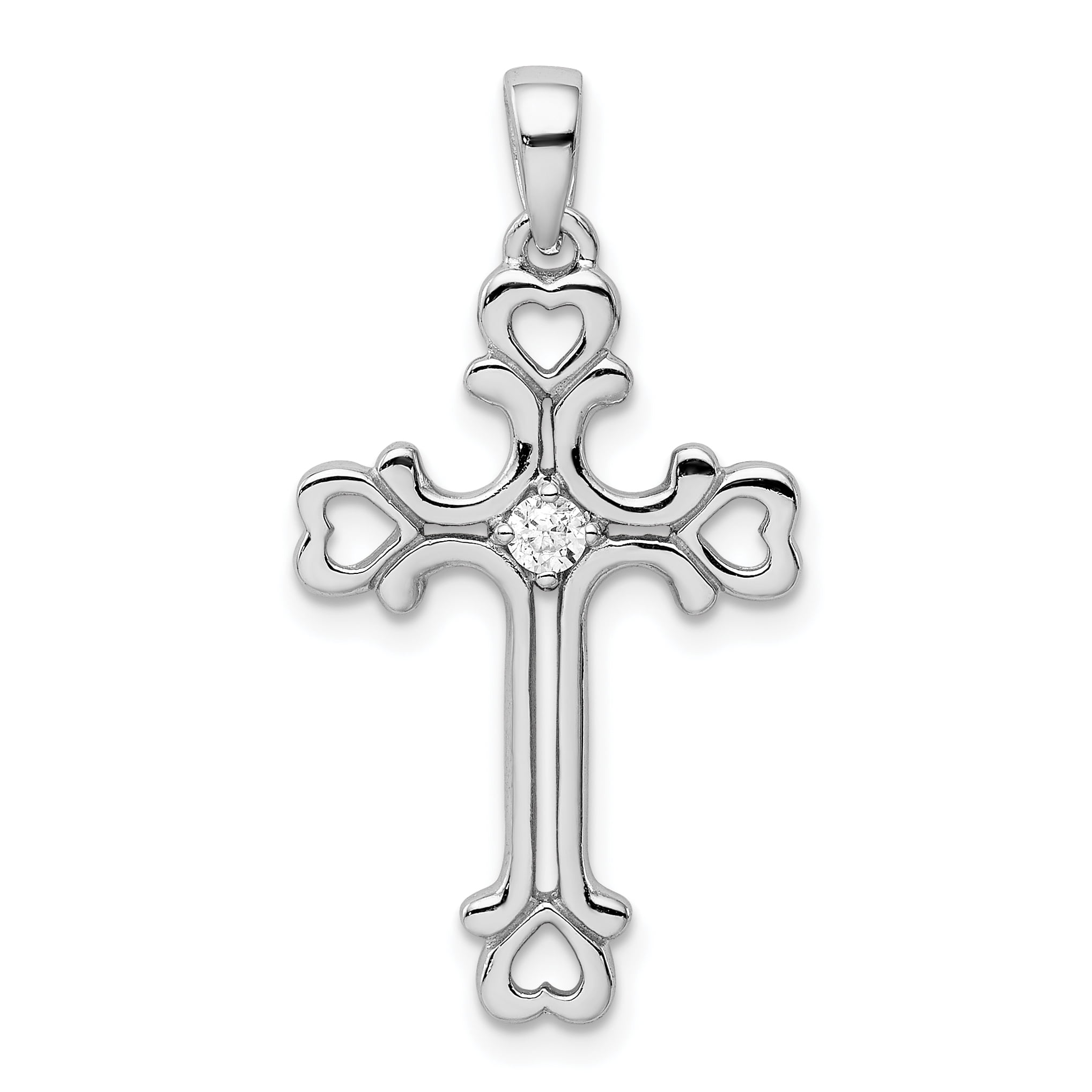 14K Yellow Gold-plated 925 Silver Budded Cross Pendant Jewels Obsession Silver Budded Cross Pendant