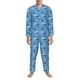 thumbnail image 3 of Balery Blue Fish Pijama para Hombre de Dos Piezas con Manga Larga, Conjunto de Dormir y Descanso Suave con Bolsillos-Large, 3 of 7
