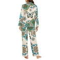 thumbnail image 6 of DISNIMO Butterfly Mandala Flower Printed Pajama for Women 2 Piece Pj Sets Long Sleeve Top Wide Leg Pants Lounge Set with Pocket Button Down Sleepwear Casual Comfywear, Available in Plus Size, L, 6 of 7