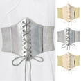 thumbnail image 4 of Xfvqtps Women Elastic Corset Waist Fine Glitter Belt Lace up Tied Corset Belts for Dress Halloween Gold, 4 of 4
