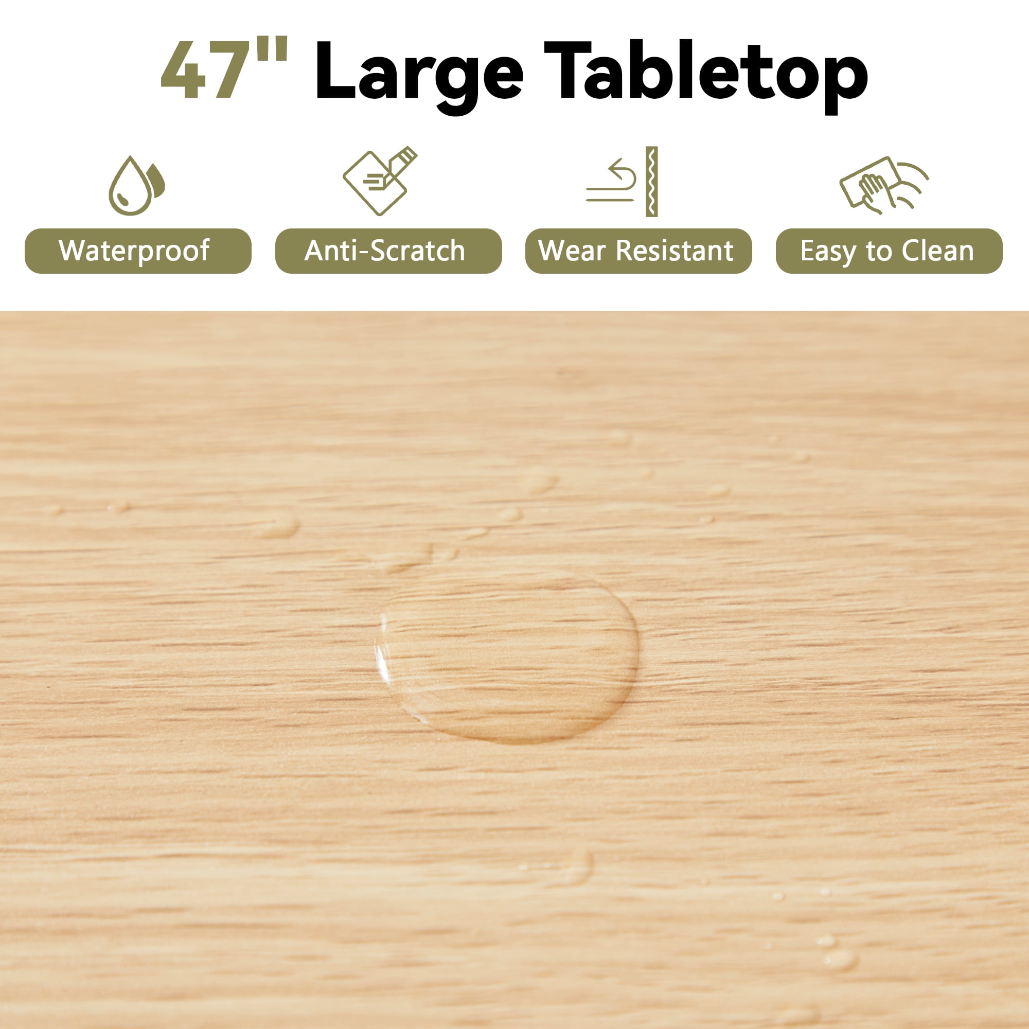 PHOYAL 47 inch Round Dining Table, Circle Kitchen Table for 4-6, Large Wood Dinner Table, Wooden Fluted Pedestal Dinning Table for Dining Room, Mid Century Modern Style, Natural