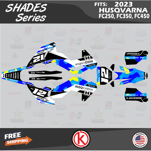 Kalair GFX Graphics Kit for Husqvarna MX 4 STROKE FC250,FC350 and FC450 (2023 ) Shades Series