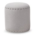 thumbnail image 2 of Skyline Decor Light Grey Fabric Upholstered Nail Trim Ottoman, 2 of 5