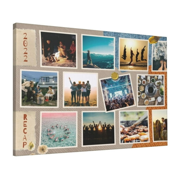 Custom Canvas Prints Beige Minimalist Sweet 2022 Recap Memories Personalized Photo Image Collage DIY Framed Kit Wall Art Picture Room Decor 16x20 inch