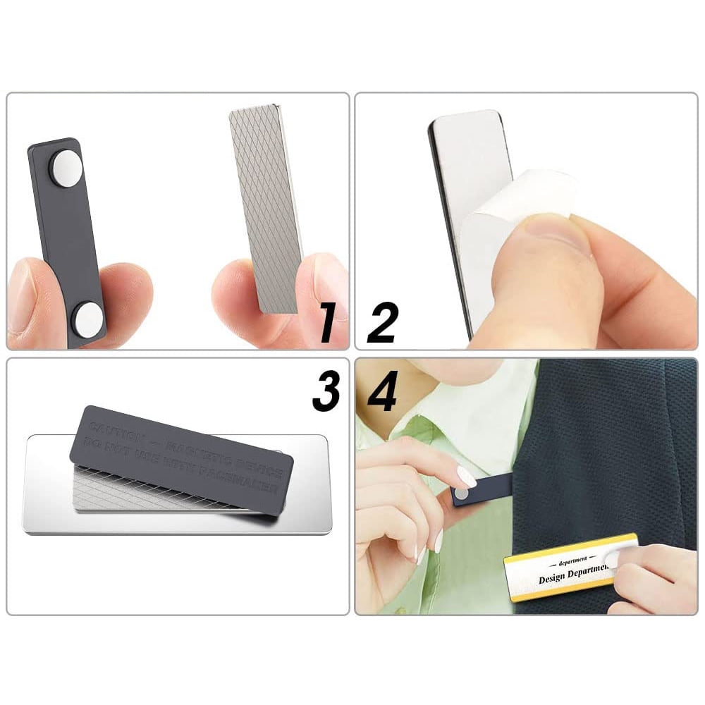 12-pack magnetic name tags self-adhesive magnetic name tags clothing metal name badge holder with 2-point magnet for ID card holder labeling