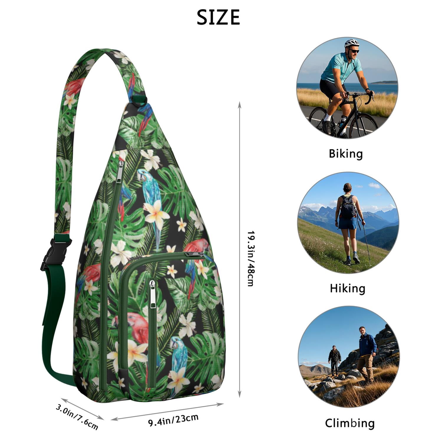 Hawaiian Hibiscus Tropical Floral Sling Bag, Lightweight Shoulder Bag for Women & Men