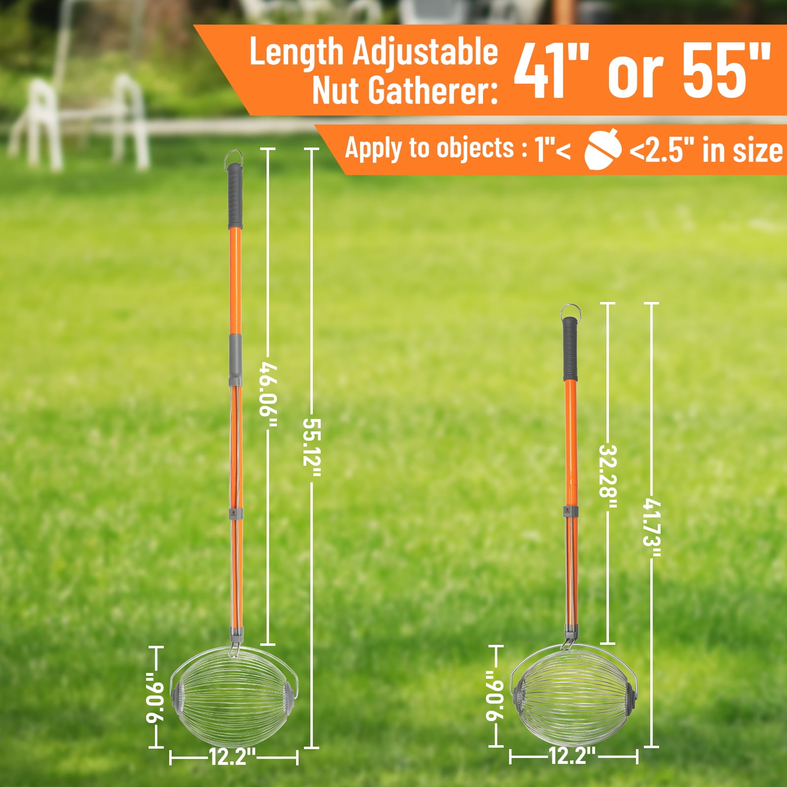 Ktaxon 53inch Outdoor Nut Gatherer, Walnut Picker Upper Roller, Pick Up Pecans Acorns Hickory Nuts Golf Balls Sweet Gun Balls