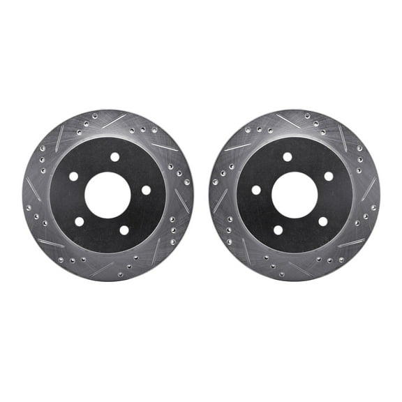 Dynamic Friction Company Rear Brake Rotors-Drilled and Slotted-Silver 7002-48060