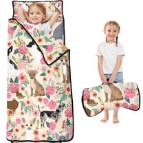 Chihuahua Dog and Flower Toddler Nap Mats for Kids Preschool,Sleeping Mat Bag or Kids,Toddler Sleeping Bag,Toddler Nap Mat or Daycare