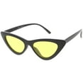 thumbnail image 2 of Womens Exaggerated Slim Black Frame Cat Eye Sunglasses Color Tinted Lens 48mm (Black / Yellow), 2 of 4