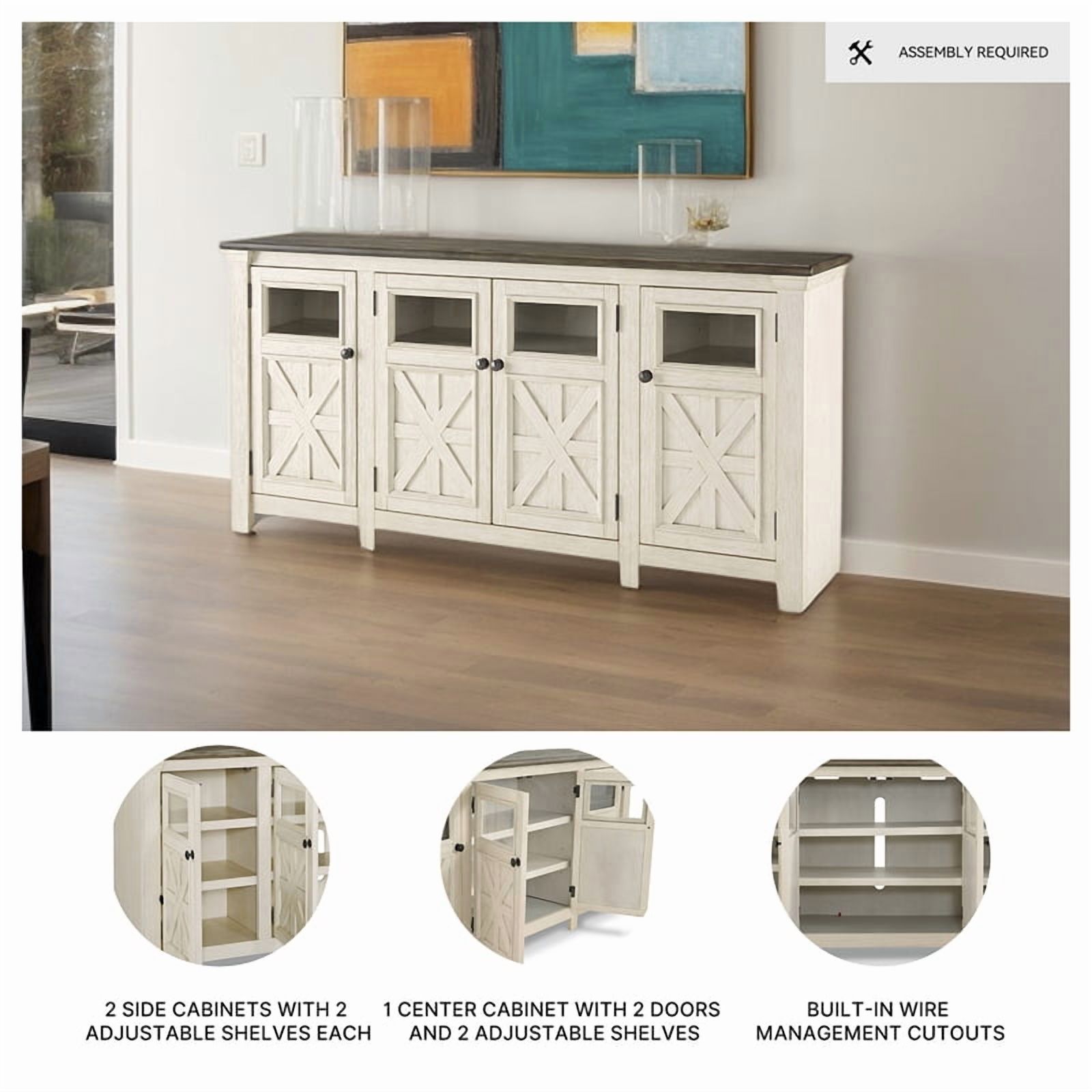 Ashley Furniture Bolanburg Engineered Wood Extra Large TV Stand in Two-Tone