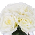thumbnail image 3 of Enova Home Artificial 10 Head Roses Silk Flowers Arrangement in Round Clear Glass Vase With Faux Water (Cream), 3 of 3