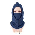 thumbnail image 1 of Unisex Winter Balaclava Knit Hood Face Mask - Windproof Thermal Polar Fleece Neck Gaiter for Motorcycle Riding, Skiing, Cold Weather Protection - One Size Adjustable Drawstring Headgear - Black/Grey, 1 of 8