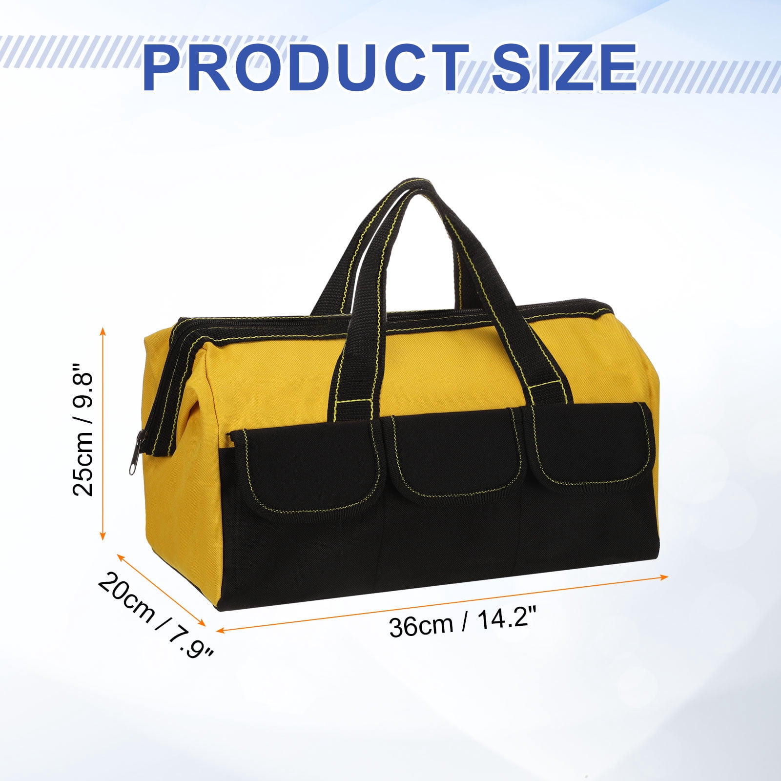 Uxcell Wide Mouth Tool Bag 14.2 Inch Oxford Cloth Tote Bag, Yellow