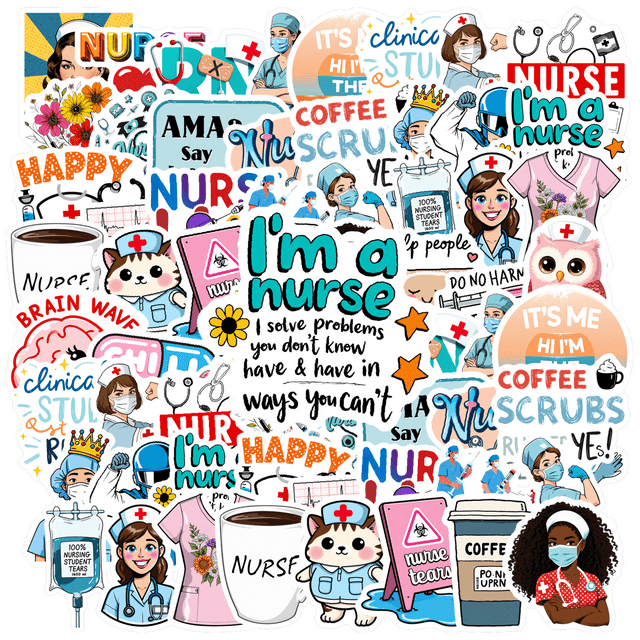 35pcs-70pcs Cute Nurse Stickers Funny Stickers Coffee Stickers for Laptops Notebooks Suitcases