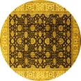 thumbnail image 1 of Ahgly Company Indoor Round Oriental Yellow Traditional Area Rugs, 5' Round, 1 of 4