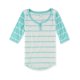 thumbnail image 2 of Aeropostale Womens Striped SS Henley Shirt, Verde, X-Large Aeropostale henley, 2 of 2