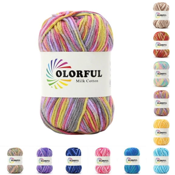 5‑Strand Milk Cotton Yarn Ball, Gradient Variegated Soft Crochet Knitting Yarn for DIY Handcraft Projects
