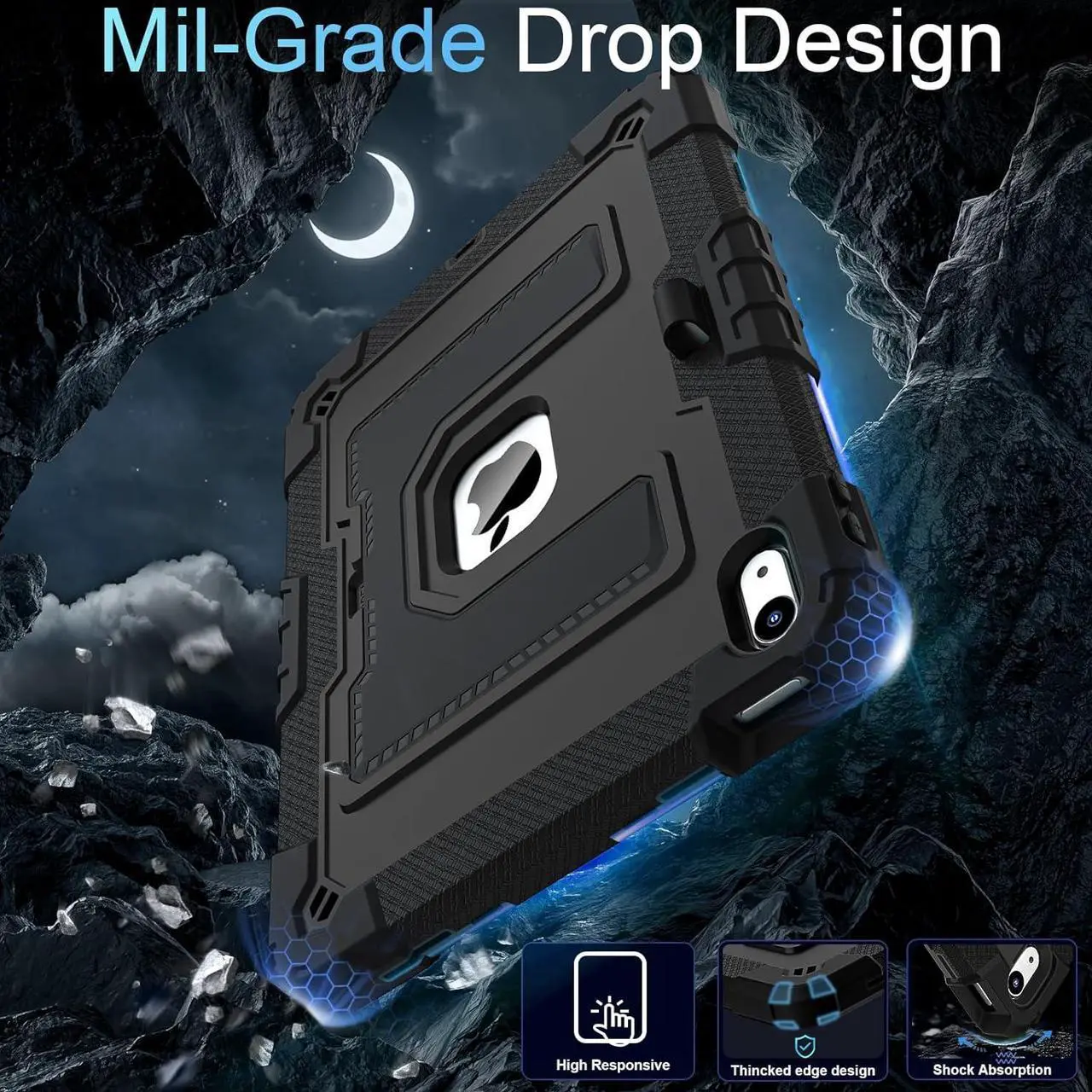 Case for iPad (A16) 11th Generation 11 Inch 2025, iPad 10th Generation 10.9 Inch 2022, Fully-Body Rugged Shockproof Protective Cover with Kickstand Pencil Holder Shoulder Strap