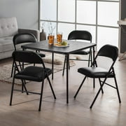 Meco Sudden Comfort Deluxe Double Padded Chair and Back- 5 Piece Card Table Set Black by Meco Corp