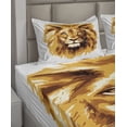 thumbnail image 2 of Ambesonne Africa Fitted & Top Sheet Set with Shams, Tropics Savannah Lion Art, Orange and White, 2 of 4