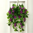 thumbnail image 4 of Artificial Morning Glory Hanging Flowers - 65cm Realistic Silk Plastic UV-Resistant Outdoor/Indoor Decor, 200g Multibunch for Pots and Gardens, 4 of 7