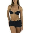 thumbnail image 2 of Txlixc Conjunto de tres piezas para mujeres, halterneck blusa hueca sin mangas + Thong + falda corta Txlixc moda, 2 of 9