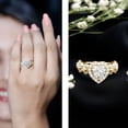 thumbnail image 3 of Rosec Jewels Moissanite Heart Shaped Engagement Ring - Vintage Style Ring for Women - D-VS1 Quality Certified, 14K Yellow Gold, US 9.00, 3 of 8