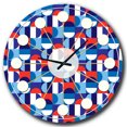 thumbnail image 1 of Designart 'Blue, Red & White Polka Dots Mid-Century Modern Wall Clock, 1 of 4