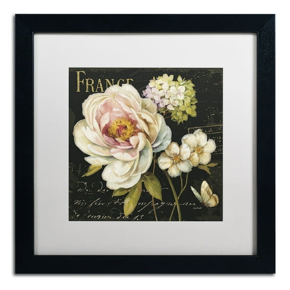 Trademark Fine Art "Marche de Fleurs on Black" Canvas Art by Lisa Audit, White Matte, Black Frame