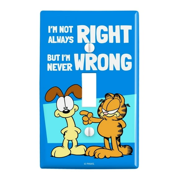 Garfield and Odie I'm Never Wrong Plastic Wall Decor Toggle Light Switch Plate Cover