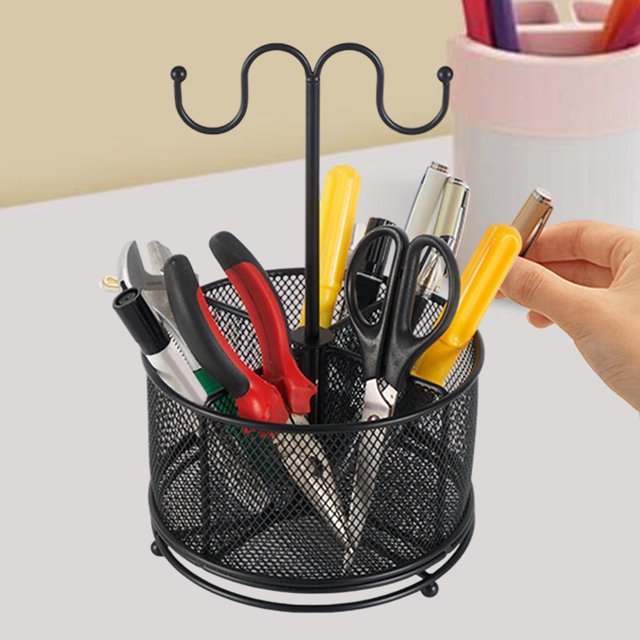 Organizador giratorio para bolígrafos y brochas de maquillaje con asa. Organizador de escritorio para artículos de papelería. de lápices y marcadores