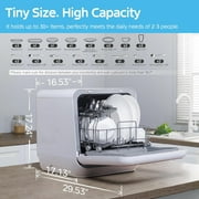 Midea Portable Countertop Dishwasher, 5-Liter Tank, 6 Wash Program, Sanitize, See-Thru Window, White