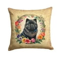 thumbnail image 2 of Black Chow Chow and Flowers Fabric Decorative Pillow 14 in x 14 in, 2 of 2