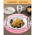 thumbnail image 3 of 13 Inch Round Placemats Set of 6, Pink Anchor Non Slip Heat Insulation PP Table Mats, Modern Nautical White Geometric Stripes Washable Place Mats for Kitchen Dining Party Table Decor, 3 of 7
