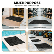 Ktaxon 36 x 36 Rubber Floor Mat with Drainage Holes, Anti-Fatigue Non-Slip Drainage Mat Entry Door Mat for Kitchen Restaurant, Black