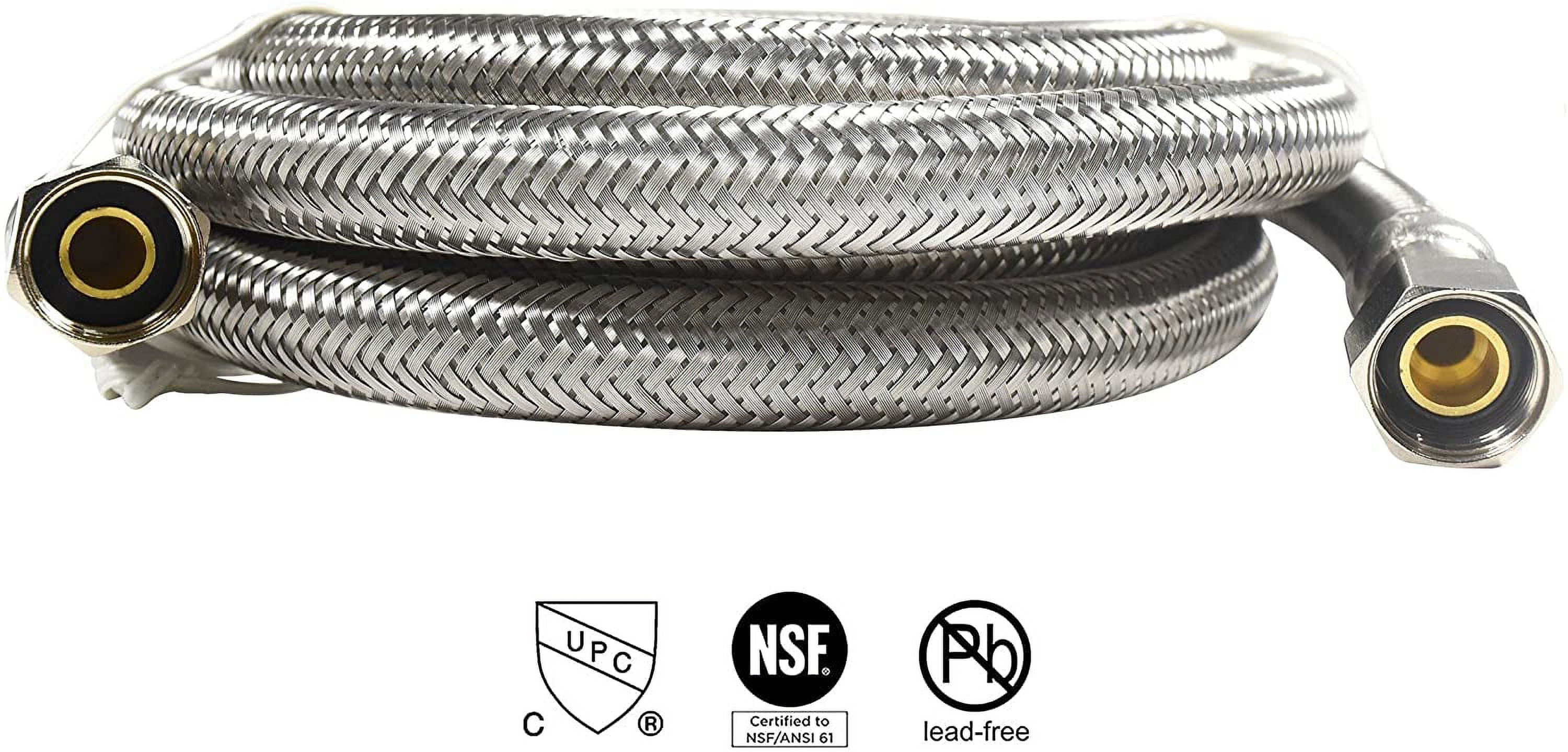 HQRP 2-Pack Universal Premium Stainless Steel Dishwasher Fill Hose with 3/8&quotx3/8" Comp Connection and 90 Degree 3/8" MIP Elbow or 3/4" Swivel Gooseneck Fitting