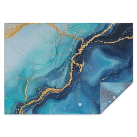 Blue Gold Marble Pattern Rectangle Tablecloth 60"x84",Waterproof Polyester Rectangle Table Cloth, Wipeable Spillproof Polyester Tablecloth for Dining, Camping, Indoor and Outdoor