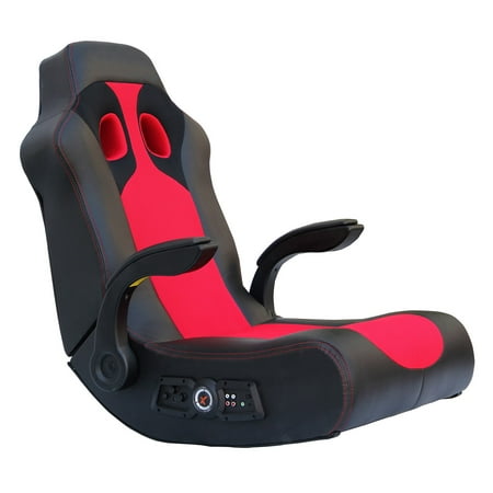 X-Rocker Ace Bayou Vibe Sound Chair with Arms, Black/Red