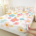 thumbnail image 4 of Feelyou Spring Flower Floral Twin Sheet Sets, Cartoon Cherry Blossoms Twin Fitted Sheet, Leaf Botanical Plant Flat Sheet, Lightweight Room Decor, 3 Pieces, 4 of 8