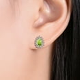 thumbnail image 3 of Rylos  Sterling Silver Halo Stud Earrings - 6X4MM Pear Shape Peridot & Sparkling Diamonds -  Exquisite Birthstone Jewelry, 3 of 6