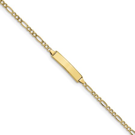 Indian Gold Jewelry - 10k Yellow Gold Figaro Link Id Bracelet 6 Inch Fine Jewelry For Women Gift Set