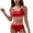 Red, variant on Enjoytime Women's High Waisted Bikini Sets Sporty Two Piece Swimsuits Color Block High Cut Bathing Suits Womens Swimsuits Tummy Control