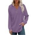 thumbnail image 3 of Nxznwn Hoodies for Women V Neck Oversized Hooded Pullover Sweatshirts Casual Loose Button Long Sleeve Shirts Fall Tops, 3 of 7