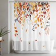 thumbnail image 5 of Brown Eucalyptus Leaves Shower Curtain Set, Waterproof Shower Curtains for Bathroom, Summer Botanical Weeping Watercolor Washable Fabric Bath Curtain for Bathtub Decoration with Hooks 48x72 Inches, 5 of 9