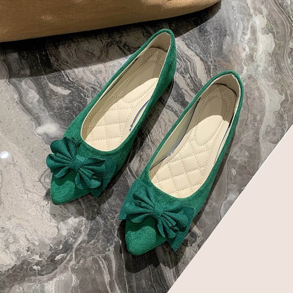 Women Work Flats, Comfortable Pointed Toe Slip on Shoes with Padded Insole for Office Casual Daily Wear, Breathable Fabric Ballet Flats