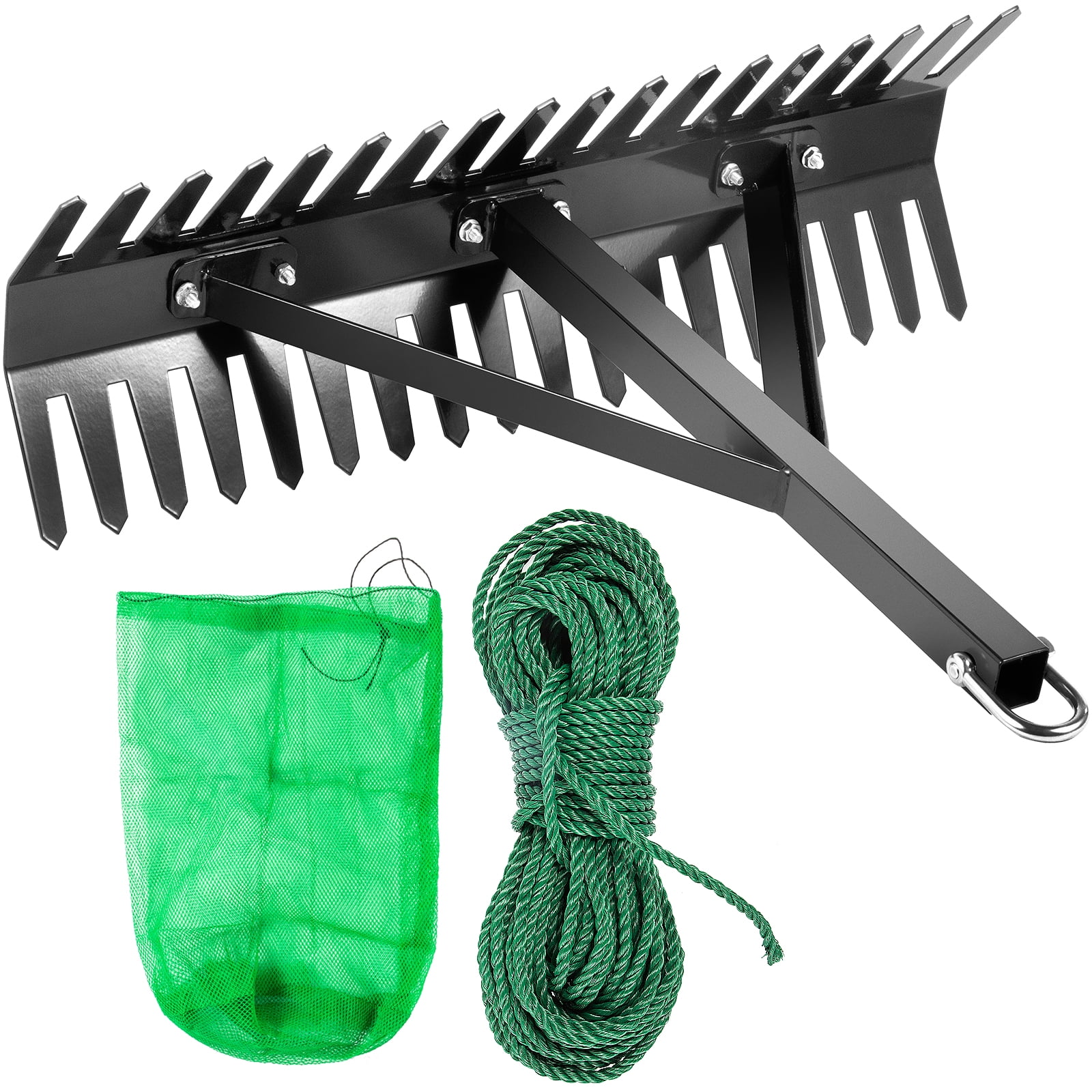 VEVOR Lake Weed Rake with 40 inch Tines and 11ft Long Pole w/ Extendable Handle 