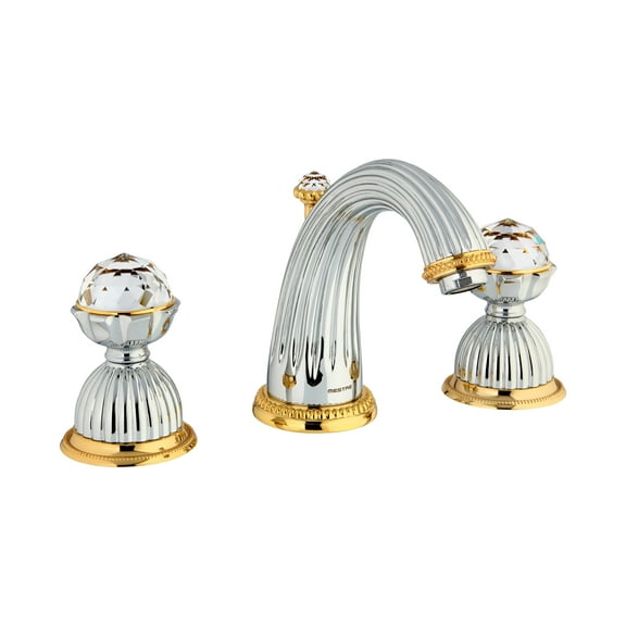 Artica Swarovski� Chrome Gold two handles widespread bathroom sink faucet. Luxury taps